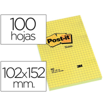 (29397) BLOC DE NOTAS ADHESIVAS QUITA Y PON POST-IT 102X152 MM CUADRICULADO -662- (FT510010638)