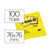 (27299) BLOC DE NOTAS ADHESIVAS QUITA Y PON POST-IT 76X76 MM AMARILLO NEON CON 100 HOJAS (FT510010174 (654-N AMARILLO))