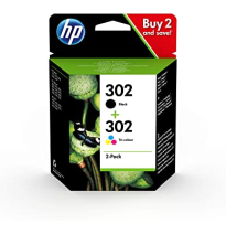 HP TINTA NEGRO + TRICOLOR Nº 302 PACK 2 (OFFICEJET 3830/4650/ ENVY 4520/ DESKJET 1110/2130/3630)