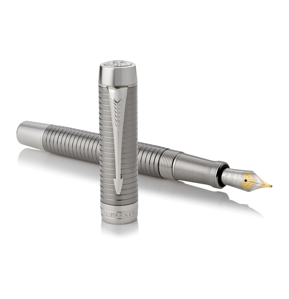 PARKER PLUMA ESTILOGRÁFICA DUOFOLD CENTENIAL (TAMAÑO XL) CINCELADA PLUMÍN ORO MACIZO DE 18K. TRAZO M. (REFERENCIA FABRICANTE 19