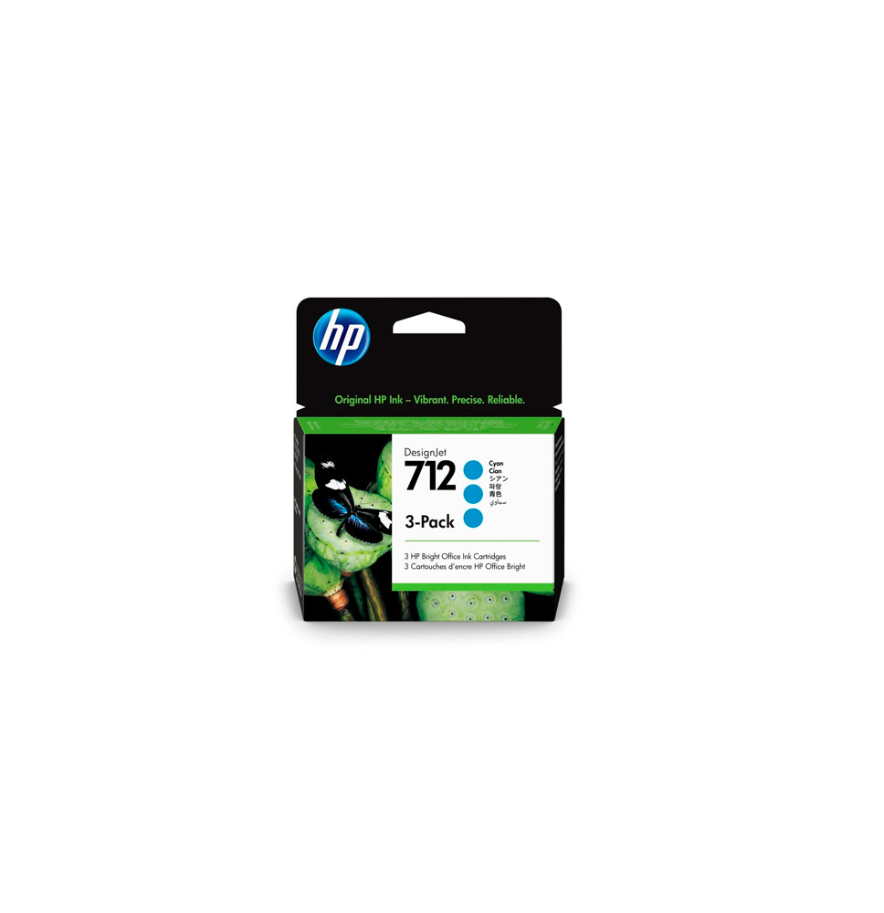 HP TINTA CYAN Nº 712 29ML PACK 3 UNID. (DESINGNJET T200/T600) 3ED77A