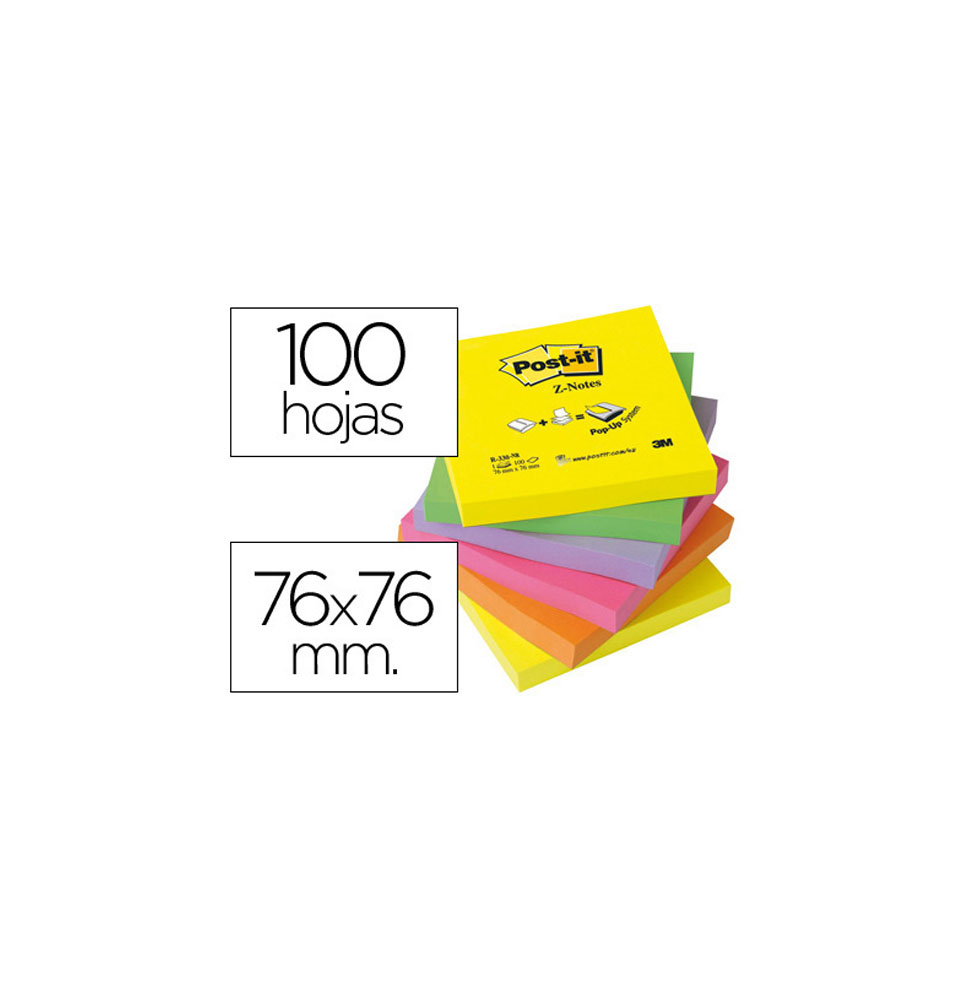 (29392) BLOC DE NOTAS ADHESIVAS QUITA Y PON POST-IT 76X76 MM Z-NOTESULTRA INTENSO PACK DE 6 BLOCS SURTIDO (FT510089939 (R330-NR