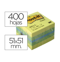 (39334) POST-IT BLOC DE NOTAS ADHESIVAS QUITA Y PON 51X51MM MINICUBO COLOR LIMON 2051-L 400 HOJAS (FT510091729)