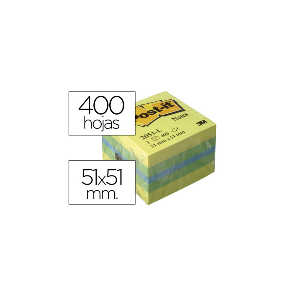 (39334) POST-IT BLOC DE NOTAS ADHESIVAS QUITA Y PON 51X51MM MINICUBO COLOR LIMON 2051-L 400 HOJAS (FT510091729)