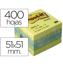 (39334) POST-IT BLOC DE NOTAS ADHESIVAS QUITA Y PON 51X51MM MINICUBO COLOR LIMON 2051-L 400 HOJAS (FT510091729)