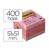 (39335) POST-IT BLOC DE NOTAS ADHESIVAS QUITA Y PON 51X51MM MINICUBO COLOR ROSA 2051-P 400 HOJAS (FT510091737)