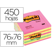 (46770) POST-IT BLOC DE NOTAS ADHESIVAS QUITA Y PON 76X76MM CUBO COLOR ROSA NEON 450 HOJAS (FT510093204 - 2028-NP)