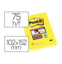 (150374) POST-IT BLOC DE NOTAS ADHESIVAS QUITA Y PON SUPER STICKY RAYADO AMARILLO ULTRA 102X152MM (FT510093832)