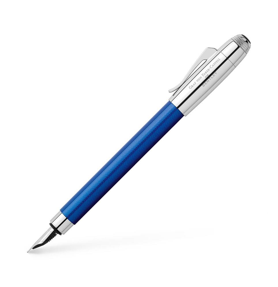 GRAF VON FABER CASTELL PLUMA ESTILOGRÁFICA BENTLEY SEQUIN BLUE. PLUMÍN DE ACERO BAÑADO EN RHODIO. TRAZO M. (141740)