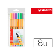 (67752) ROTULADOR STABILO PUNTA DE FIBRA POINT 88 ESTUCHE DE 8 COLORES SURTIDOS PASTEL (88/8-01)