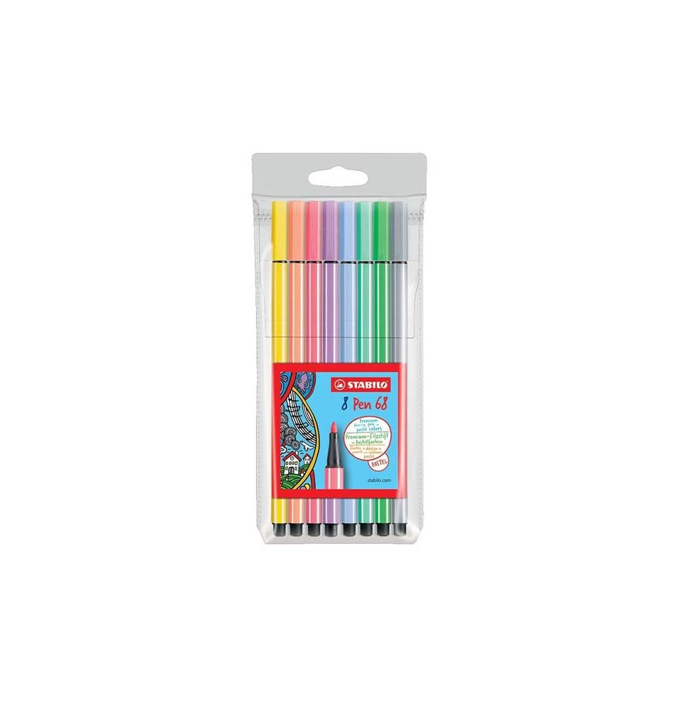 (67751) ROTULADOR STABILO ACUARELABLE PEN 68 ESTUCHE DE 8 COLORES SURTIDOS PASTEL (68/8-01)