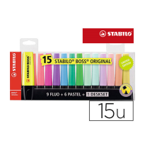 (152084) rotulador STABILO BOSS FLUORESCENTE 70 BLISTER DE 15 UNIDADES COLORES SURTIDOS (7015-01-5)