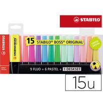 (152084) rotulador STABILO BOSS FLUORESCENTE 70 BLISTER DE 15 UNIDADES COLORES SURTIDOS (7015-01-5)