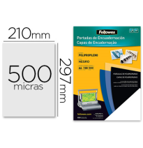 (155178 ) FELLOWES TAPA DE ENCUADERNACION DIN A4 POLIPROPILENO NEGRO 450 MICRAS PACK DE 100 UNIDADES CRC54772