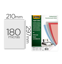 (155172) 	TAPA DE ENCUADERNACION FELLOWES DIN A4 PVC TRANSPARENTE CRISTAL 180 MICRAS PACK DE 100 UNIDADES CRC53759 (5375901)