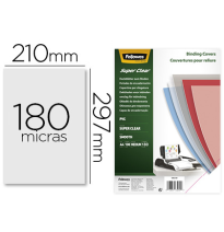 (155172) 	TAPA DE ENCUADERNACION FELLOWES DIN A4 PVC TRANSPARENTE CRISTAL 180 MICRAS PACK DE 100 UNIDADES CRC53759 (5375901)