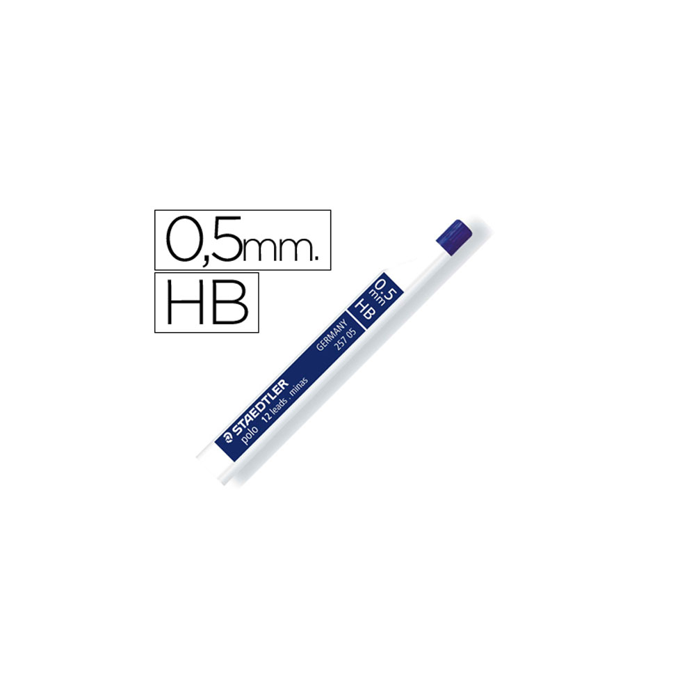 (43265) MINAS STAEDTLER GRAFITO 0,5 mm HB POLO 257 TUBO CON 12 MINAS (25705HB)