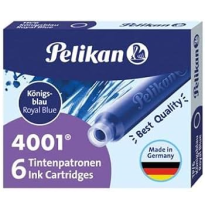 (17041) PELIKAN TINTA PARA PLUMAS AZUL REAL CAJA 6 CARTUCHOS