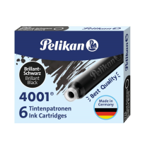 (17042) TINTA PARA PLUMAS PELIKAN NEGRA -CAJA 6 CARTUCHOS (301218)