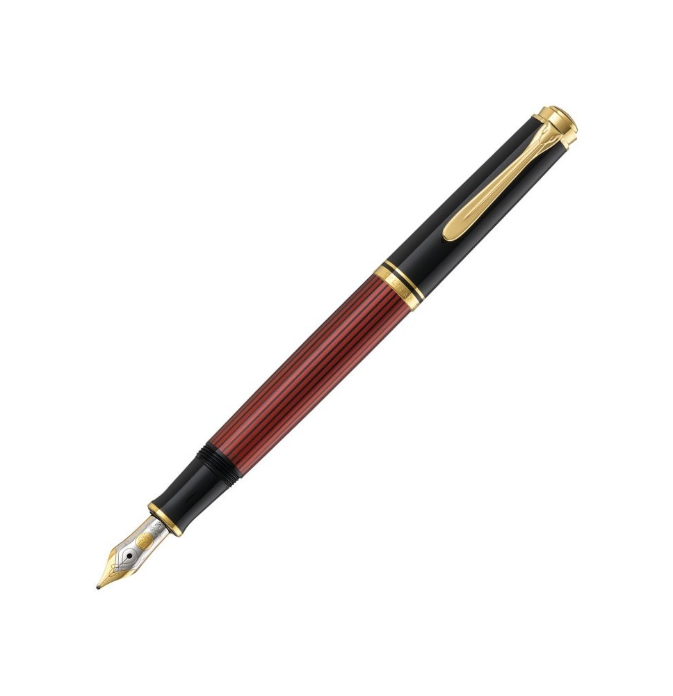 PELIKAN PLUMA ESTILOGRÁFICA CON ÉMBOLO INCORPORADO M400 SOUVERÄN NEGRO-ROJO PLUMÍN DE ORO DE 14 KILATES, DE TRAZO F (ANTIGUA 90