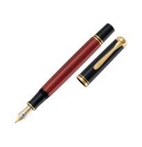 PELIKAN PLUMA ESTILOGRÁFICA CON ÉMBOLO INCORPORADO M400 NEGRO-ROJO (REFERENCIA 925131). PLUMÍN DE ORO DE 14 KILATES.