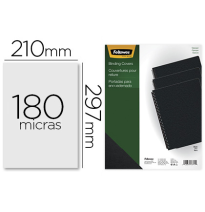 (155173) FELLOWES TAPA DE ENCUADERNACION DIN A4 PVC OPACO NEGRO 180 MICRAS PACK DE 100 UNIDADES (5100301)