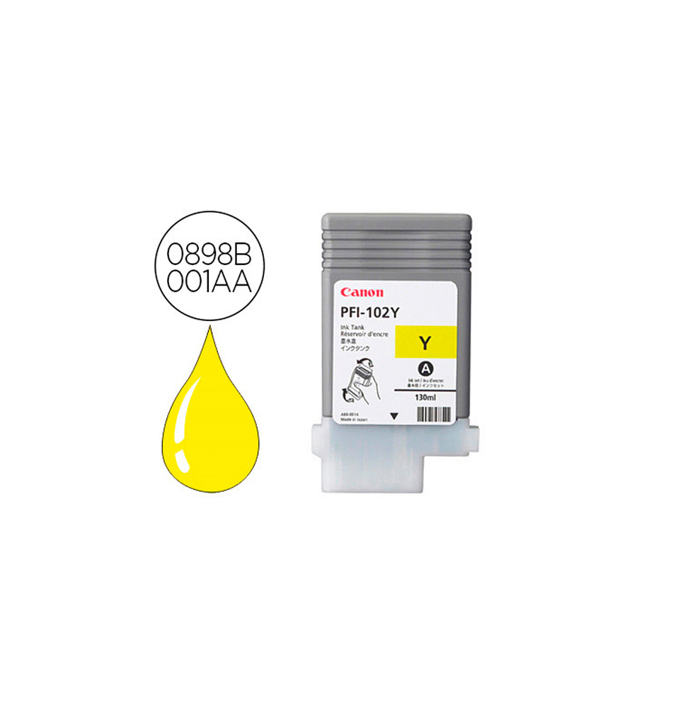 CANON TINTA AMARILLO PFI-102Y 130ML (LP17/24/IPF500/600/700/710/610/605/720/755) 0898B001AA