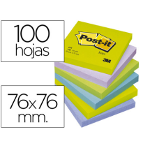 (29387) POST-IT BLOC DE NOTAS ADHESIVAS QUITA Y PON 76X76MM ULTRA INTENSO SURTIDO PACK DE 6 BLOCS (FT510283516 - L654-UC - 654-