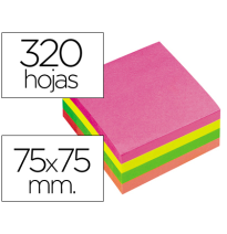 (25948) Q-CONNECT BLOC DE NOTAS ADHESIVAS QUITA Y PON 75X75MM FLUORESCENTE CON 320 HOJAS 4 COLORES (KF01348)