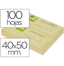 (25939) Q-CONNECT BLOC DE NOTAS ADHESIVAS QUITA Y PON 40X50MM CON 100 HOJAS (KF10500)