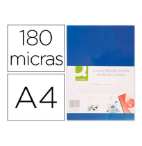 (154666) 	Q-CONNECT TAPA DE ENCUADERNACION PVC DIN A4 OPACA AZUL 180 MICRAS CAJA DE 100 UNIDADES