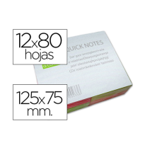 (28604) Q-CONNECT BLOC DE NOTAS ADHESIVAS QUITA Y PON 125X75MM CON 80 HOJAS FLUORESCENTES PACK DE 12 SURTIDAS EN 4 COLORES (KF0