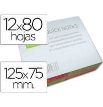 (28604) Q-CONNECT BLOC DE NOTAS ADHESIVAS QUITA Y PON 125X75MM CON 80 HOJAS FLUORESCENTES PACK DE 12 SURTIDAS EN 4 COLORES (KF0