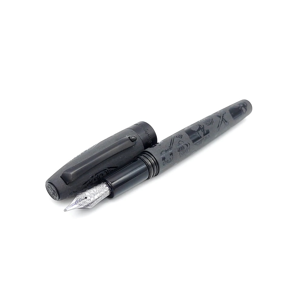 MONTEGRAPPA PLUMA FORTUNA CROWNED SKULL GUN METAL ISFOS-LN