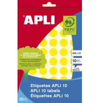 APLI BOLSA 8 HOJAS ETIQUETAS REDONDAS AMARILLAS 13MM DIAMETRP REF. 2734