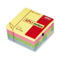 APLI FUNNY NOTES NOTAS ADHESIVAS 75X75MM 400HJS PASTEL 4 COLORES REF. 10972