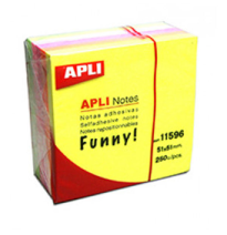 APLI FUNNY NOTES NOTAS ADHESIVAS CUBO 5 COLORES BRILLANTE 51X51MM REF. 11596