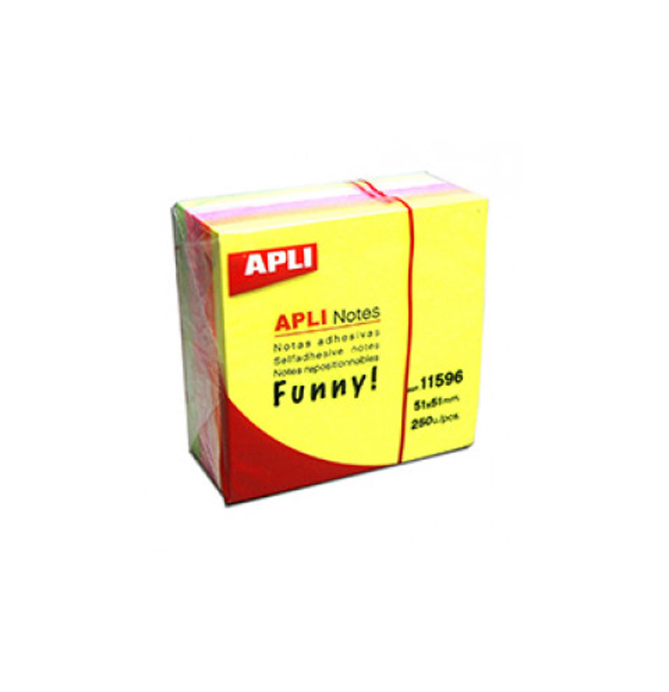 APLI FUNNY NOTES NOTAS ADHESIVAS CUBO 5 COLORES BRILLANTE 51X51MM REF. 11596