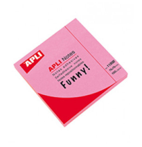 APLI FUNNY NOTES NOTAS ADHESIVAS ROSA BRILLANTE 75X75MM 100HJS REF. 11898