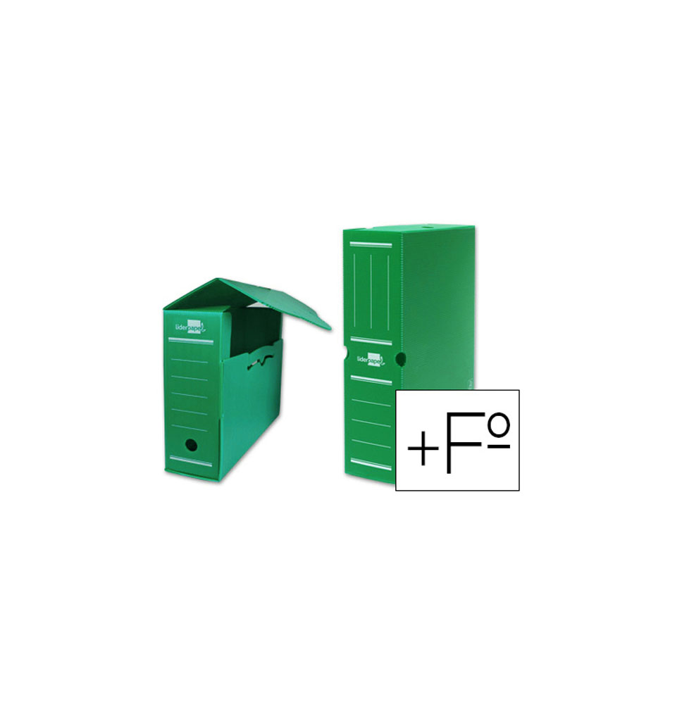 (11357) LIDERPAPEL CAJA ARCHIVO DEFINITIVO PLASTICO VERDE 387X275X105