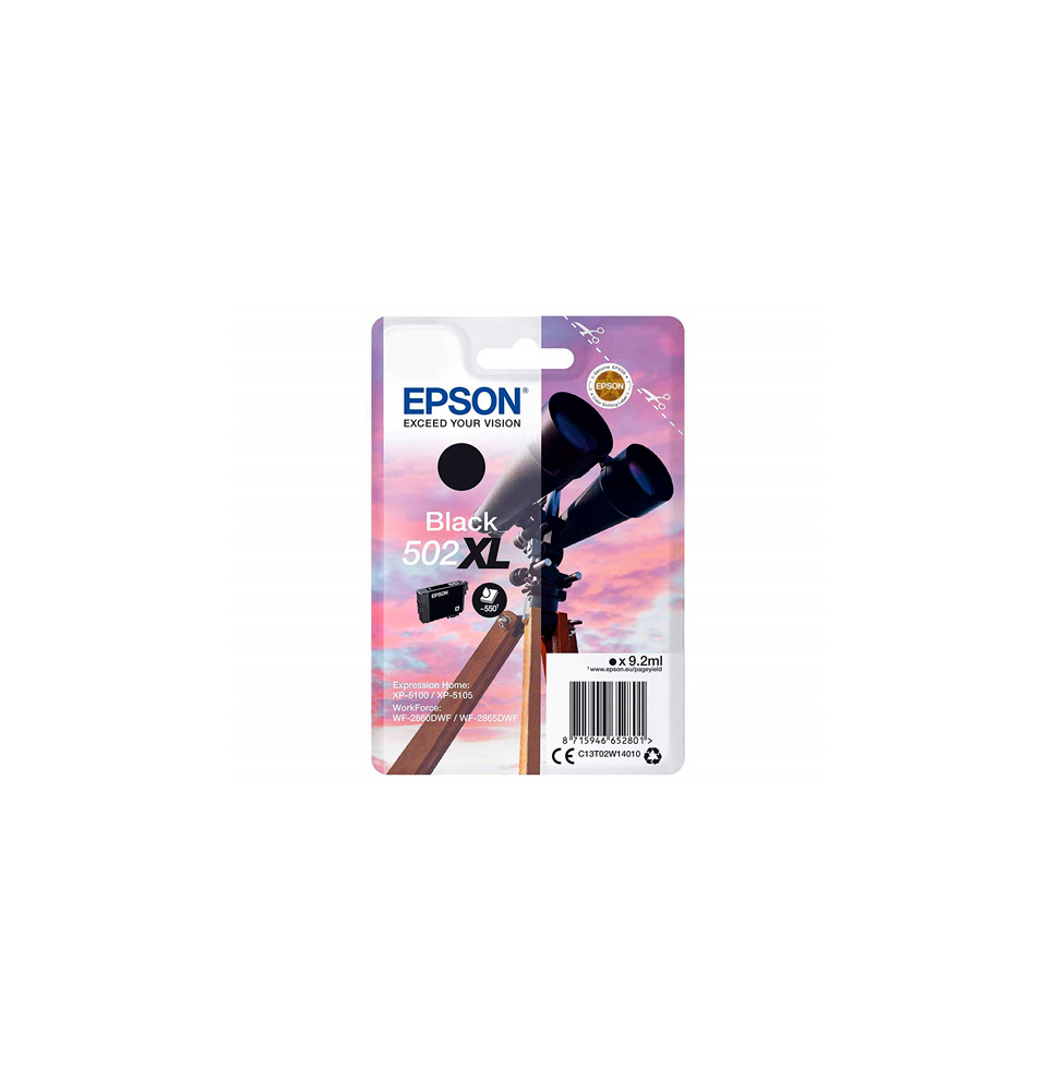 EPSON TINTA NEGRO Nº 502XL 550PAG.
(XP-5100/5105/WF-2860/2865)