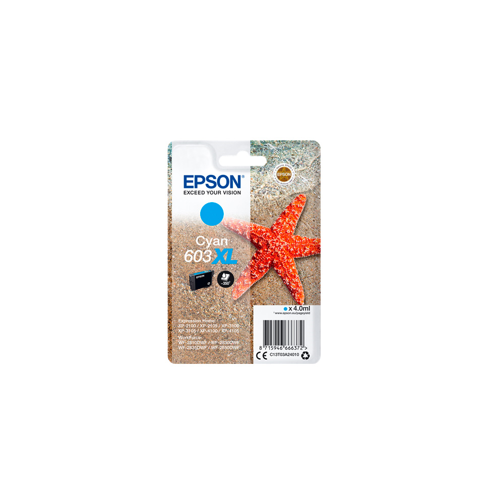 EPSON TINTA CYAN Nº 603XL 350PAG. (XP-2100/3100/4105/WF-2810/2830/2850)