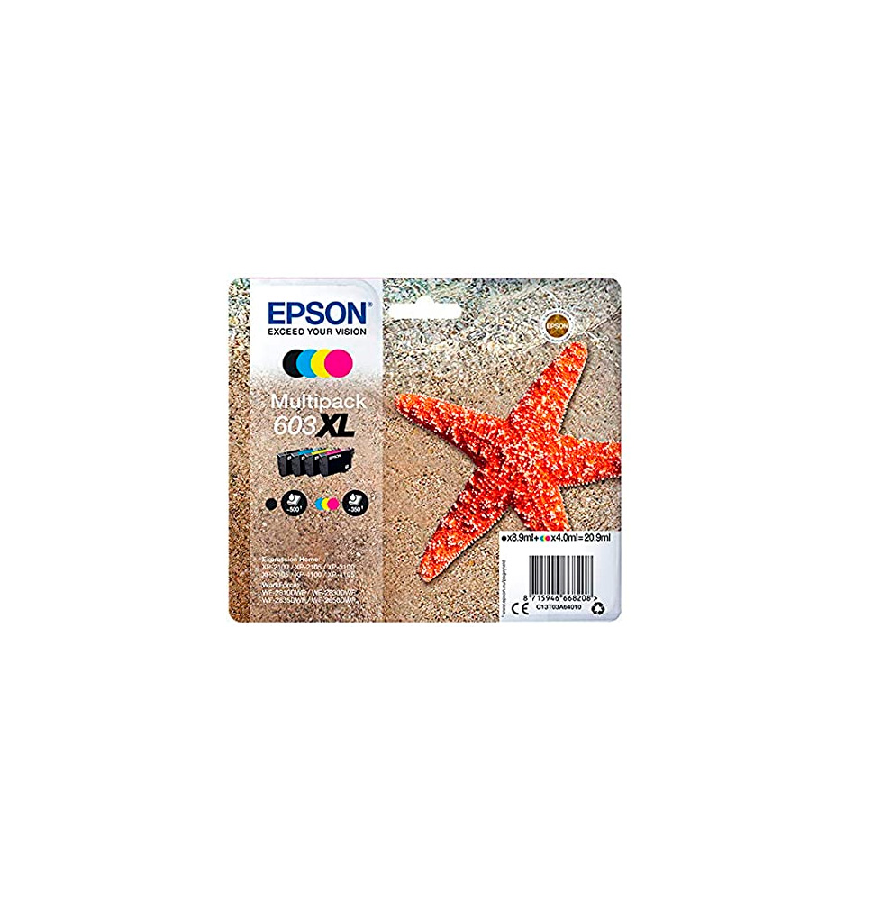 EPSON TINTA MULTIPACK 4 COLORES BK / C / M / Y     Nº 603XL (XP-2100/3100/4105/WF-2810/2830/2850)