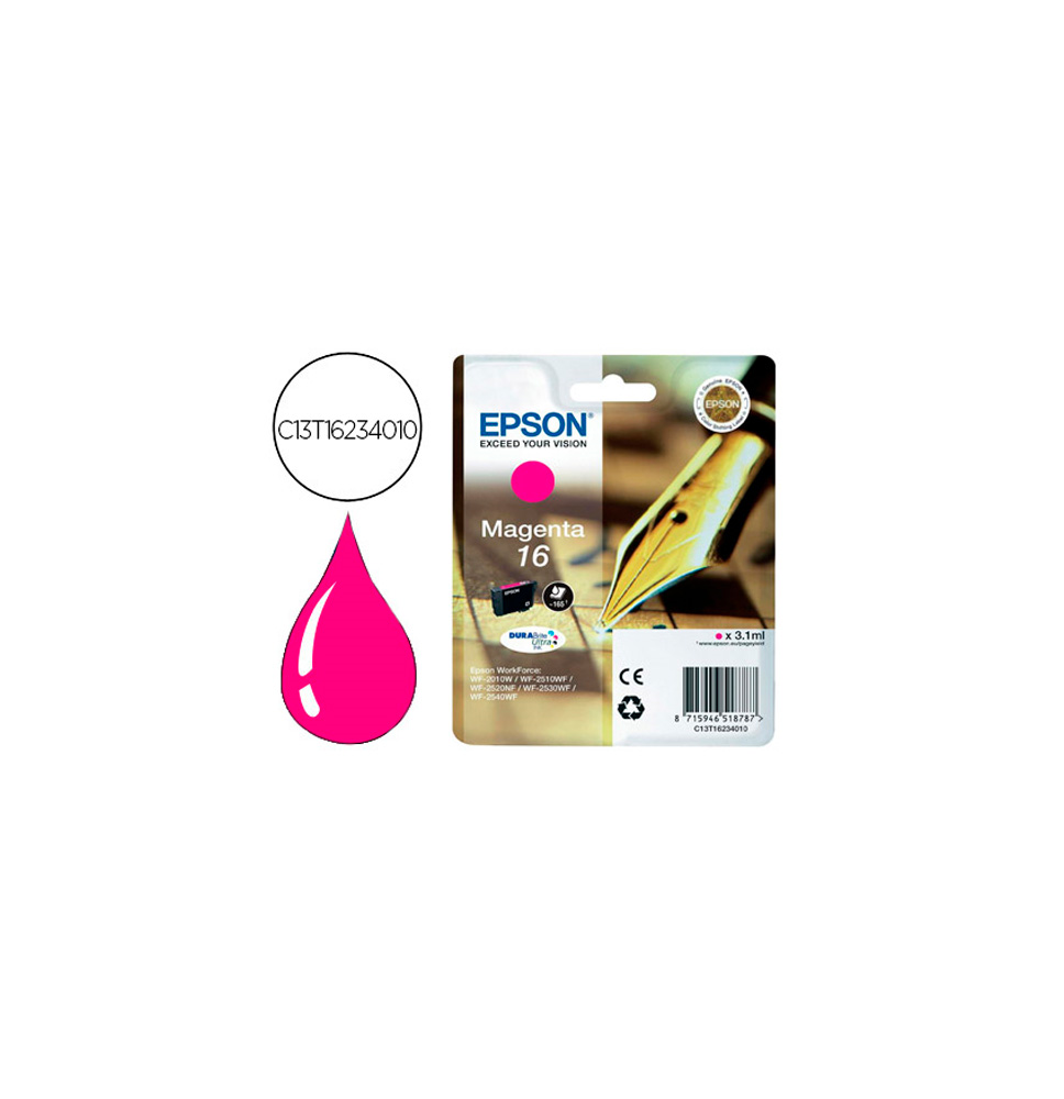 EPSON TINTA MAGENTA Nº 16 165PAG.
(WF-2010/2520/2630/2660/2750)