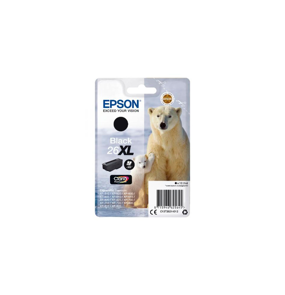 EPSON TINTA NEGRO CLARIA PREMIUM Nº 26XL 500PAG. (XP-510/520/600/625/700/720/800/810)