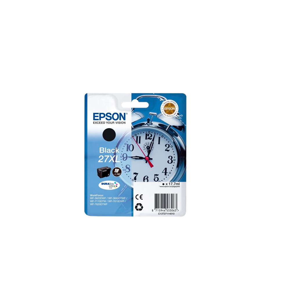 EPSON TINTA NEGRO Nº 27XL 1,1K (WORKFORCE WF-3620/7110/7610/7720)