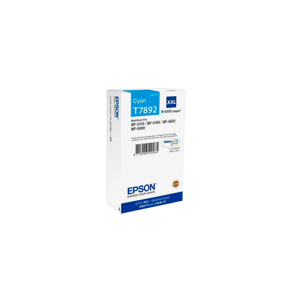 EPSON TINTA CARTUCHO CIAN XXL 4000 PAGINAS WORKFORCE PRO WF-5XXX SERIES