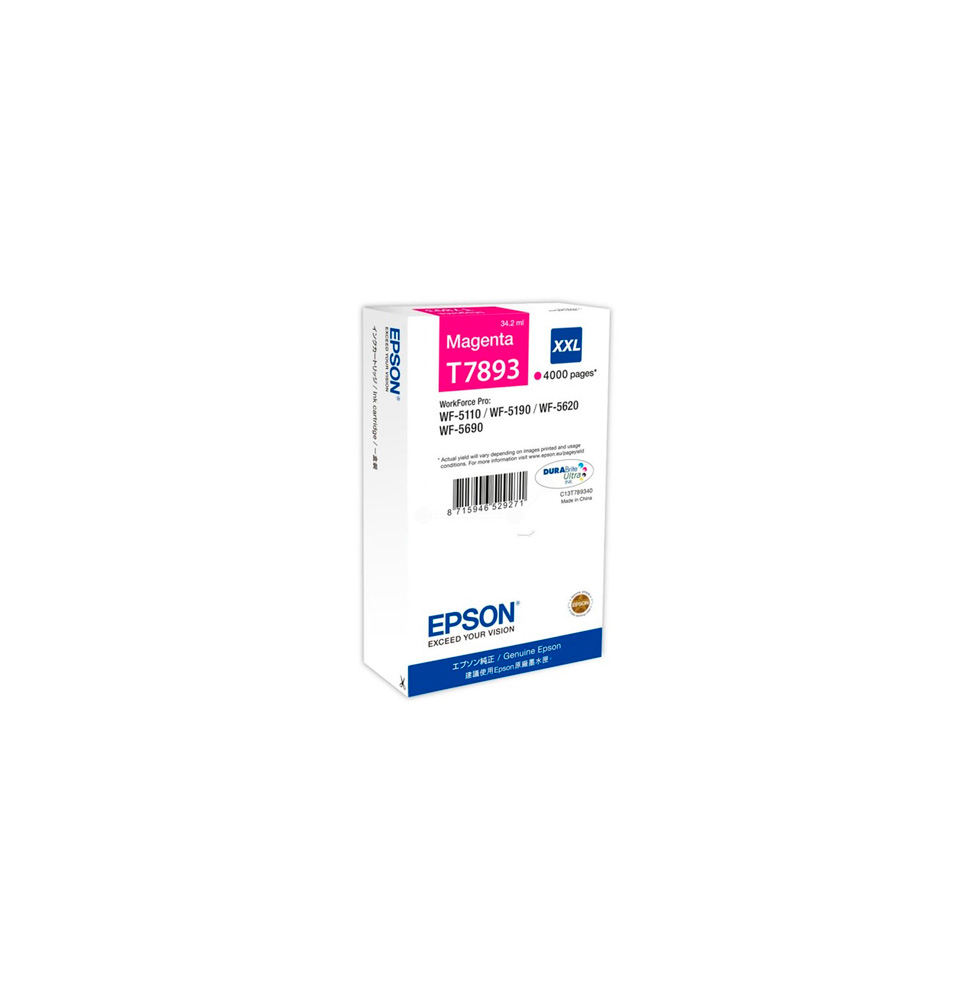 EPSON TINTA CARTUCHO MAGENTA XXL 4000 PAGINAS WORKFORCE PRO WF-5XXX SERIES