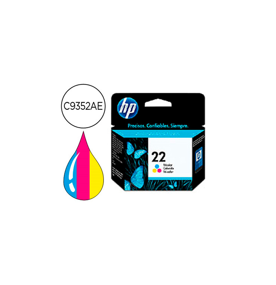 HP TINTA TRICOLOR Nº 22 165PAG. (OFFICEJET 4315/4355/J6380/5520/ DESKJET 3920/3940/D1460/1470)