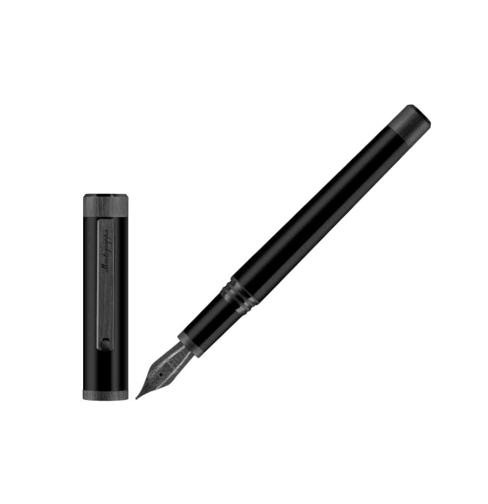 PLUMA ESTILOGRÁFICA MONTEGRAPPA ZERO, RESINA, RUTENIO ULTRA NEGRO, ISZET-4C CON PLUMÍN F 